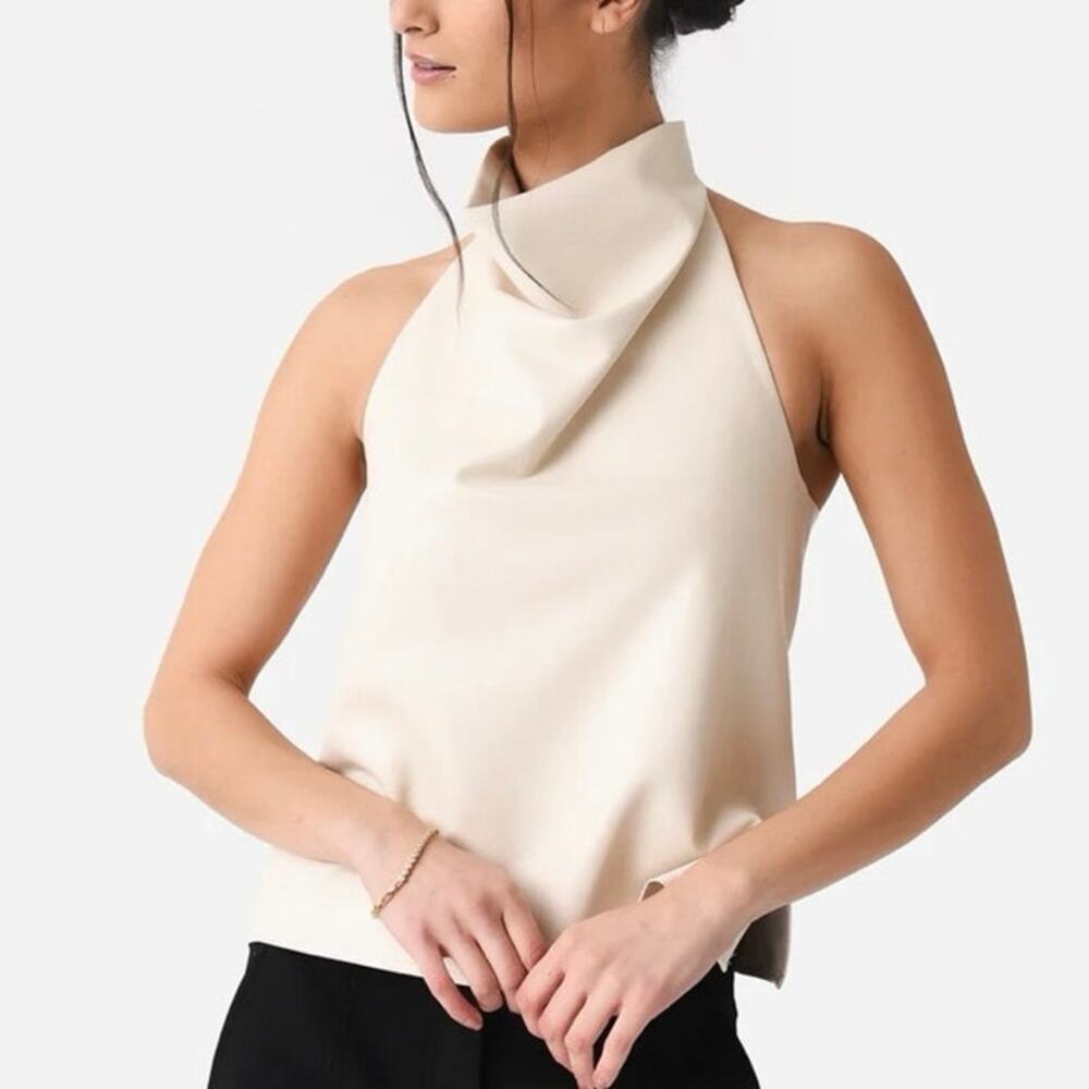 Womens ALC Women's Aisha Vegan Leather Top Cream Size 2 EUC!